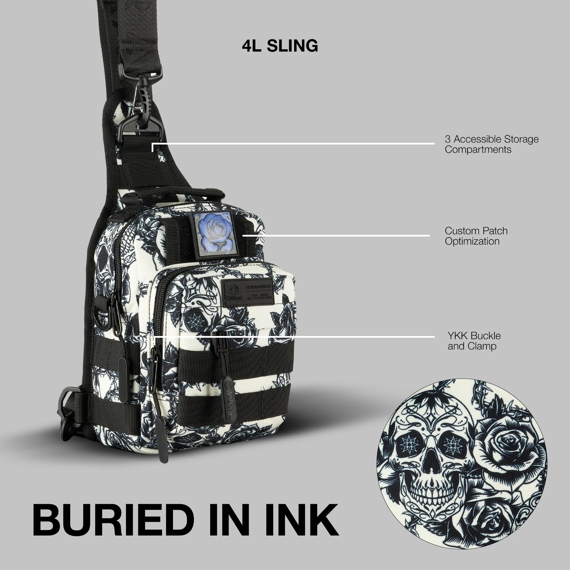 4L Mini Tactical Sling Bag Buried In Ink - Image 2