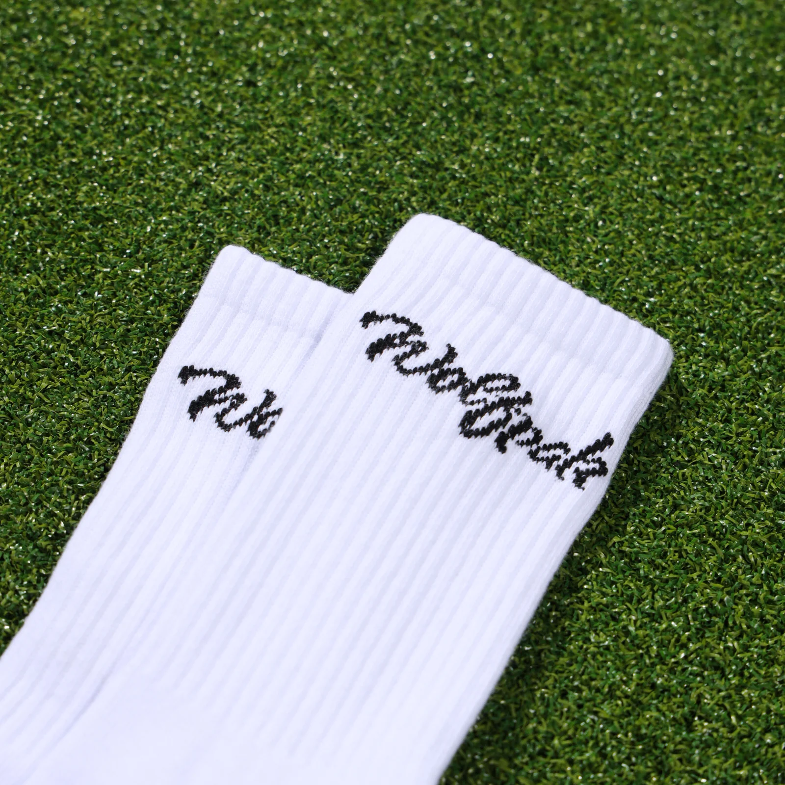Arctic White Script Crew Socks - Image 2