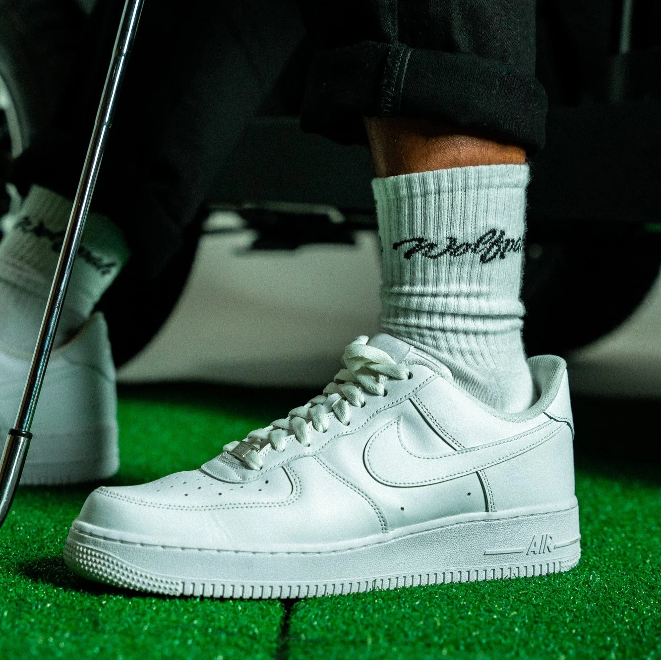 Arctic White Script Crew Socks - Image 4