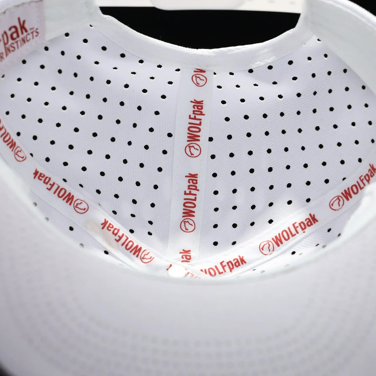 Flat Bill Snapback Hat Arctic White Savage Red Accents - Image 5