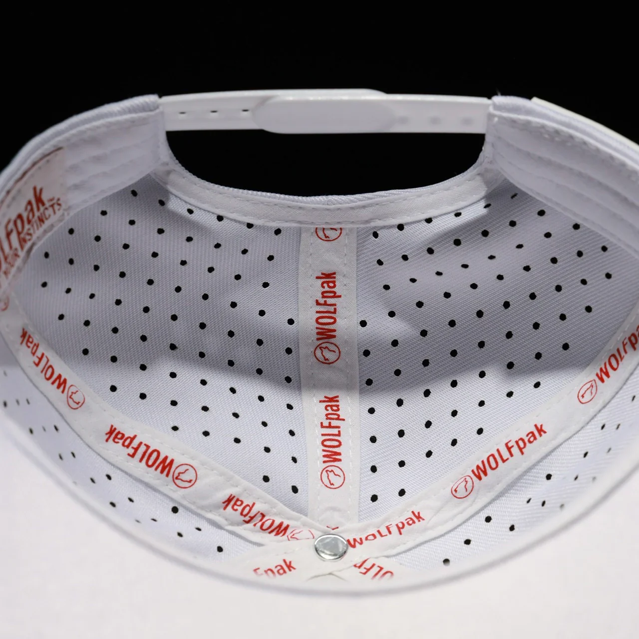 Flat Bill Snapback Hat Arctic White W/ Blood Orange Accents - Image 5