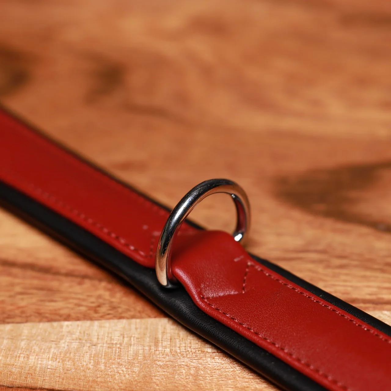Luxury Dog Collar Burgundy Red & Black - Image 4