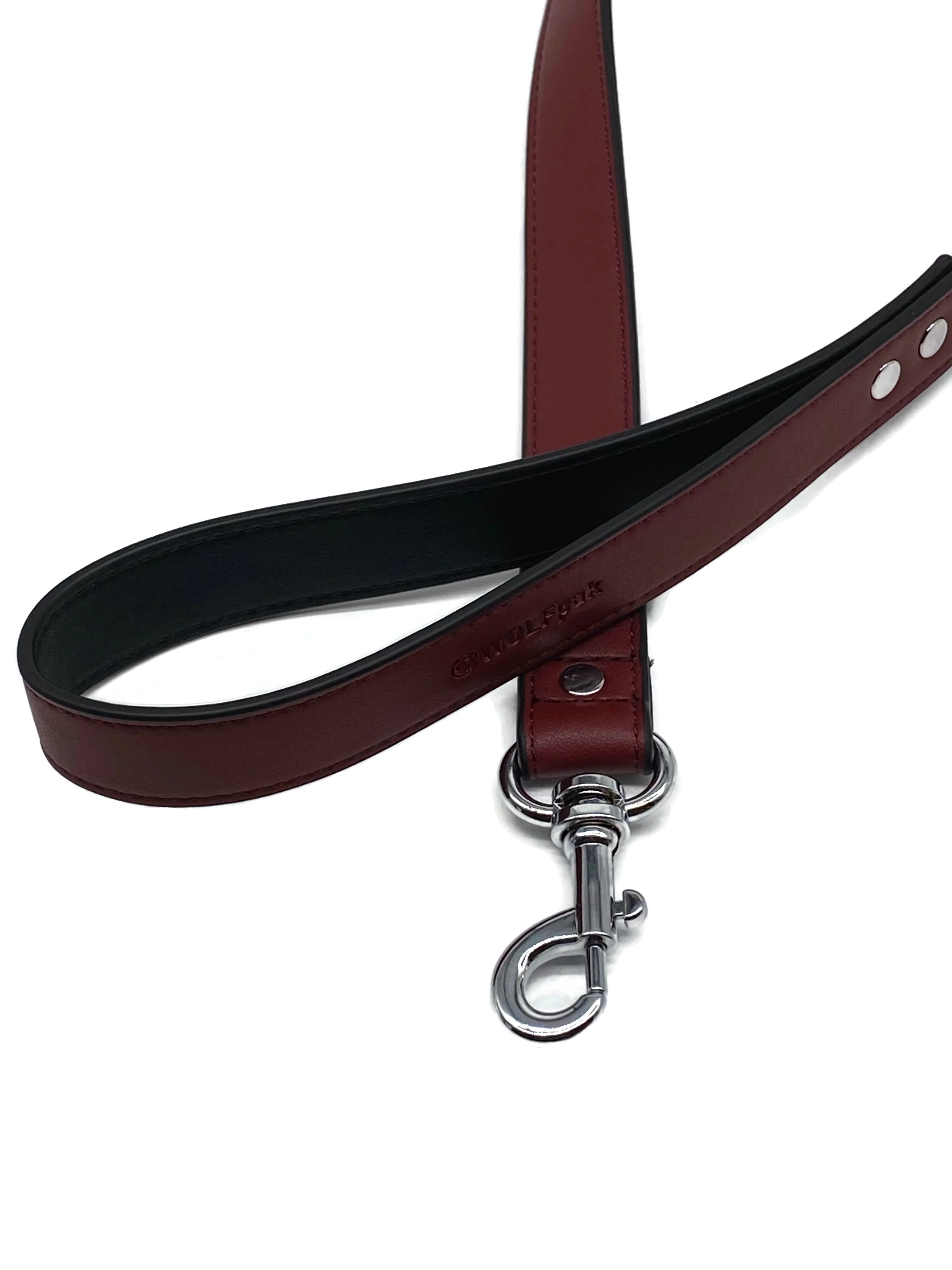 Luxury Dog Leash Burgundy Red & Black - Image 3