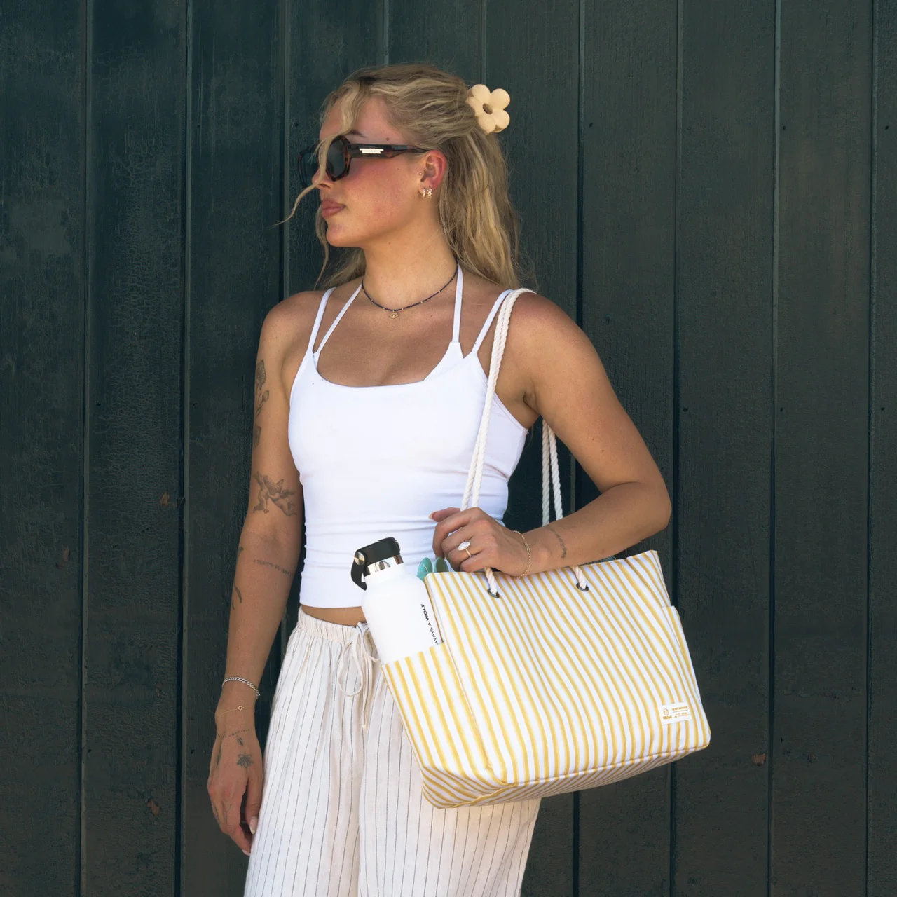 Tote Bag Yellow Stripes Sale - Image 4